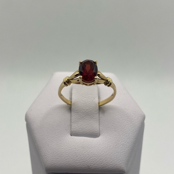 14k yellow gold Garnet ring - Picture 3 of 12